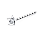 Stone in Star Silver Straight Nose Stud NSKA-700 